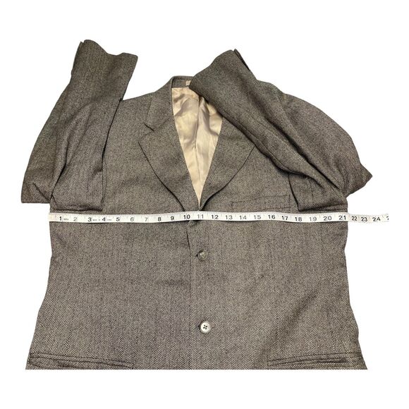 Stafford Sports Coat Men's 40R Gray 100% Wool Herringbone Notch Single Breasted - Picture 6 of 10